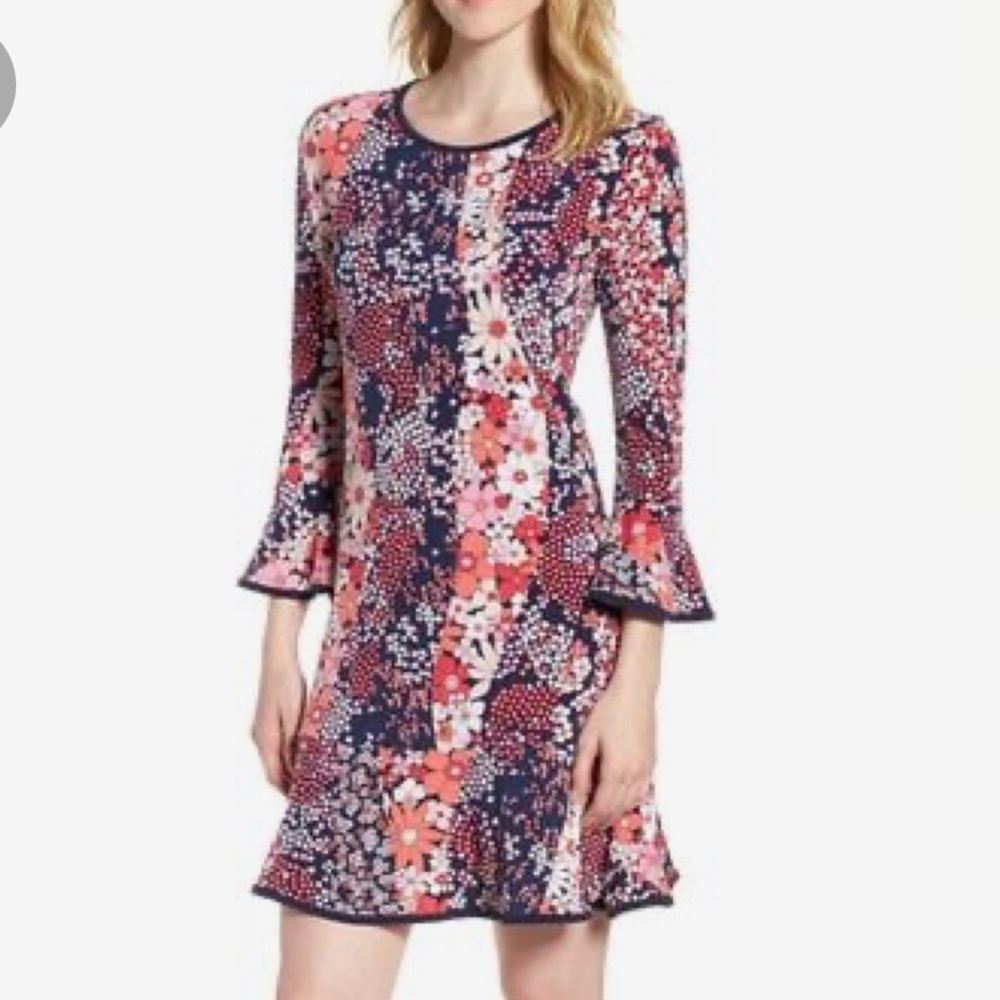 Michael Kors Printed Bell-Sleeve Shift Dress